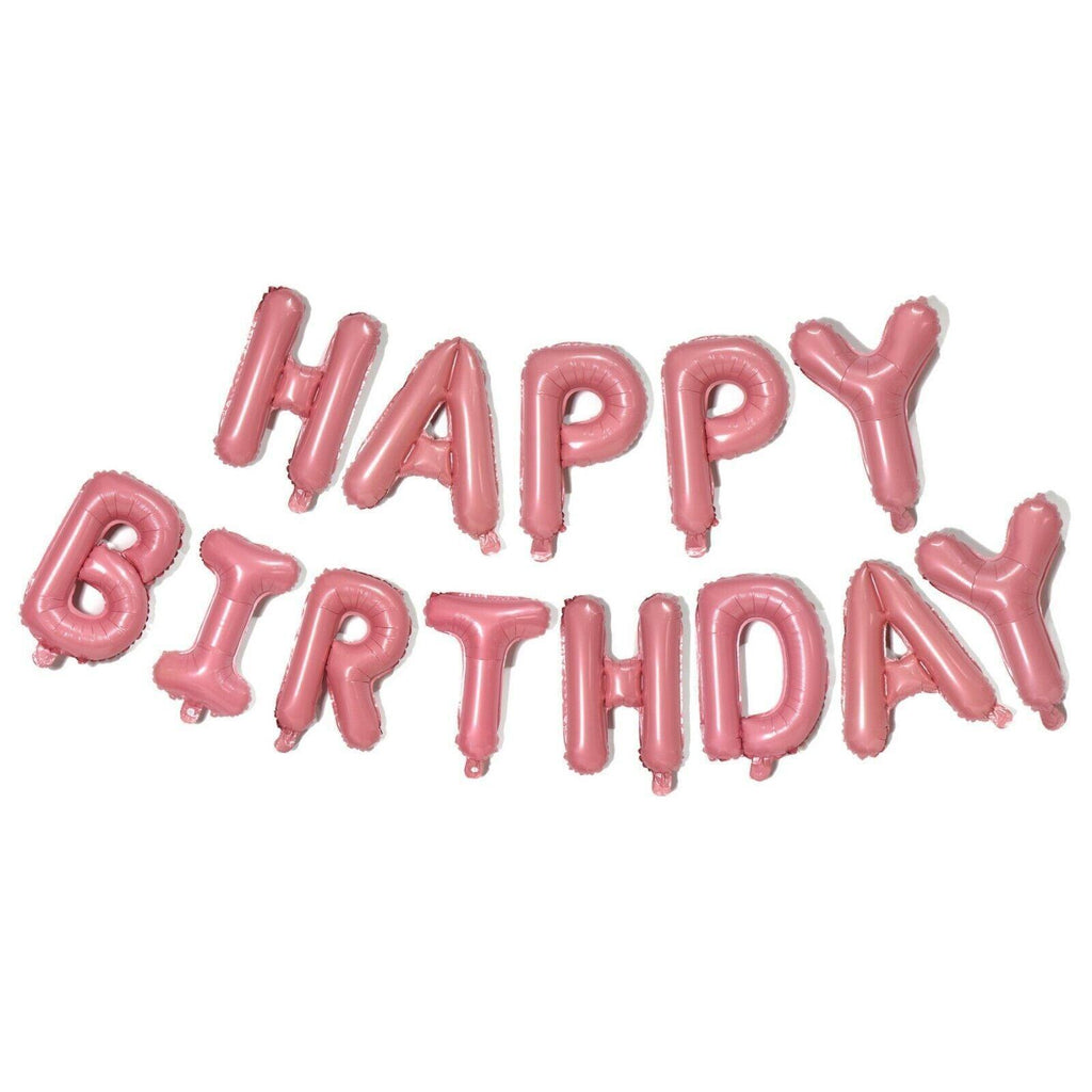 40Cm 3D Happy Birthday Letters Balloons Inflating Foil Banner Bunting Celebrate - Light Blue