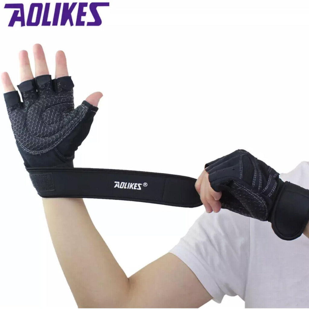 XL Size Aolikes Weight Lifting Gloves Gym Bodybuilding Fitness Workout Cycling Crossfit - One Pair Red