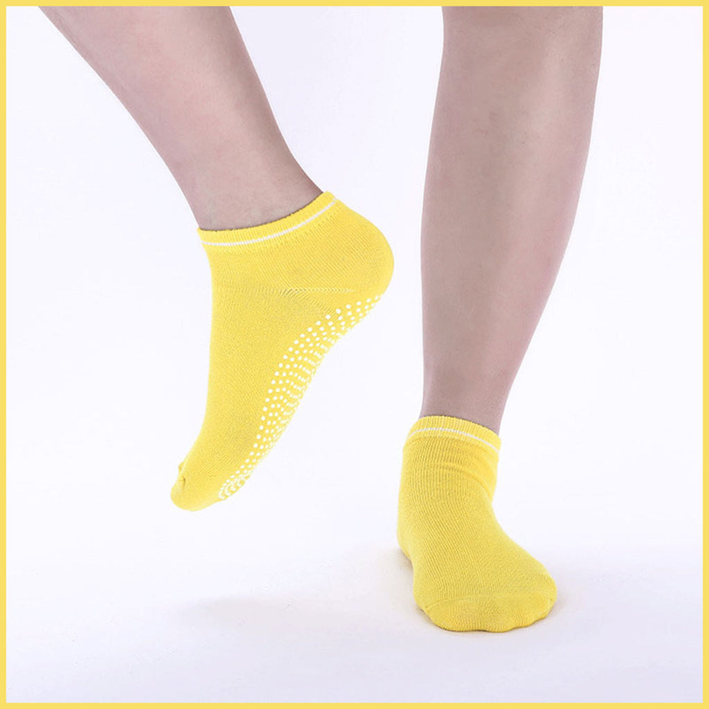 3 Pairs Ladies Women Sports Cotton Rich Pilates Yoga Non-Slip Grip Socks - Pink