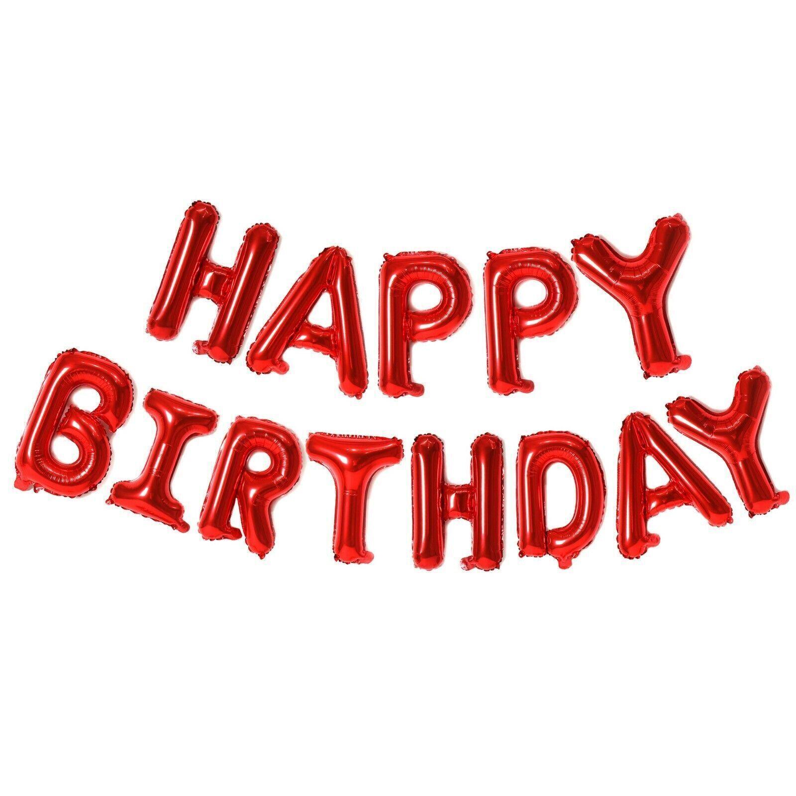 40Cm 3D Happy Birthday Letters Balloons Inflating Foil Banner Bunting Celebrate - Pink