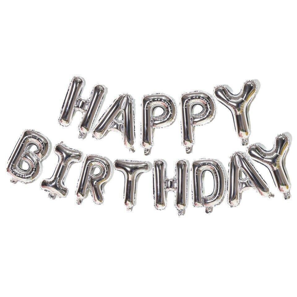 40Cm 3D Happy Birthday Letters Balloons Inflating Foil Banner Bunting Celebrate - Pink