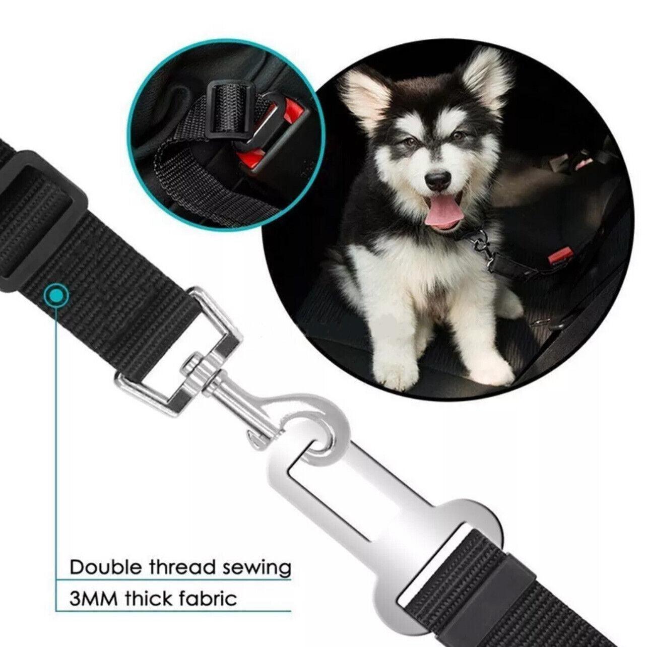 Adjustable Pet Harness Lead for Car Travel with Clip Attachment Nylon Restraint Strap - Pink