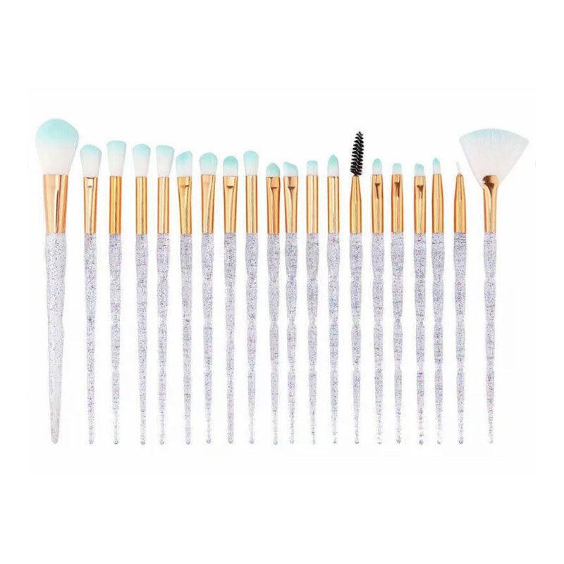 20 Pcs Eye Make-Up Brushes Diamond Unicorn Eyeshadow Eyebrow Blending Brush Set - Pink and Gold