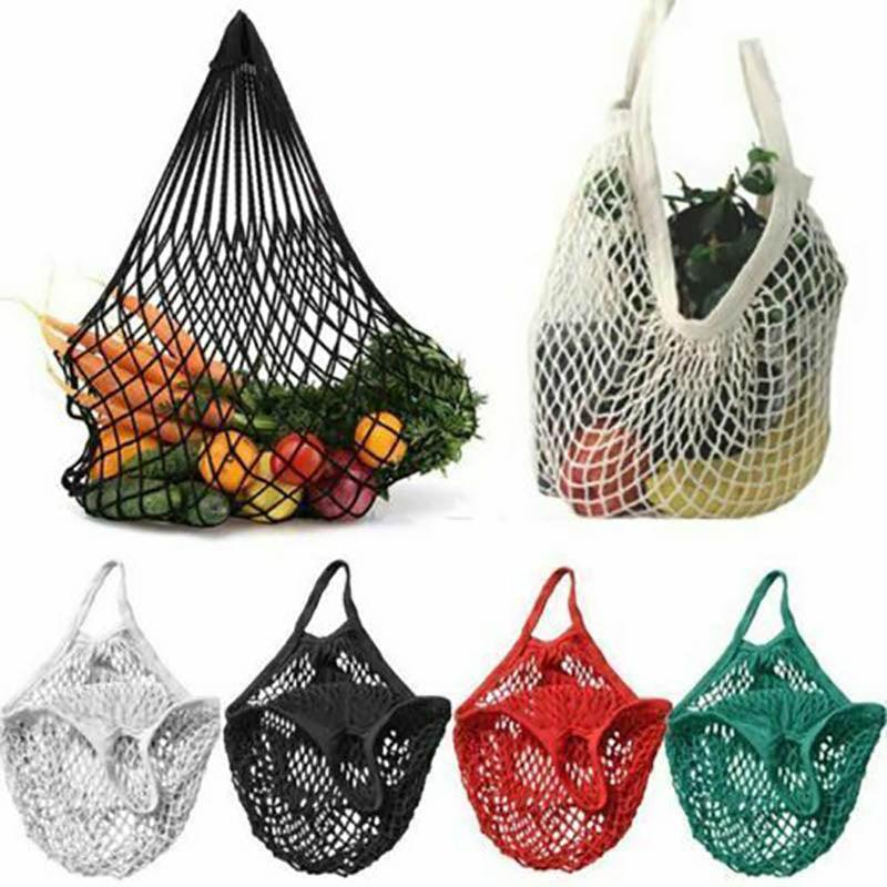 Reusable Mesh Net Shopping Bag String Tote Grocery Fruit Vegetable Storage - Red