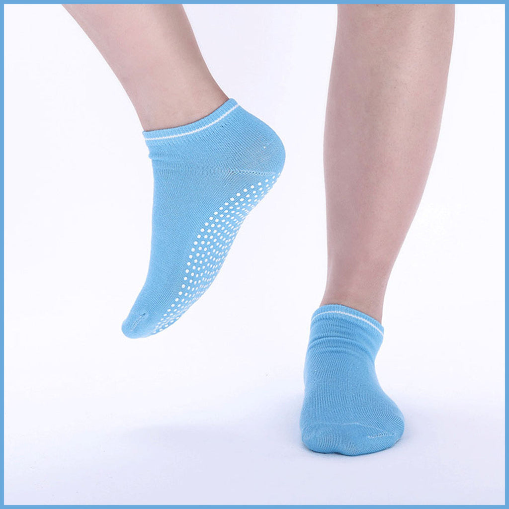 3 Pairs Ladies Women Sports Cotton Rich Pilates Yoga Non-Slip Grip Socks - Yellow