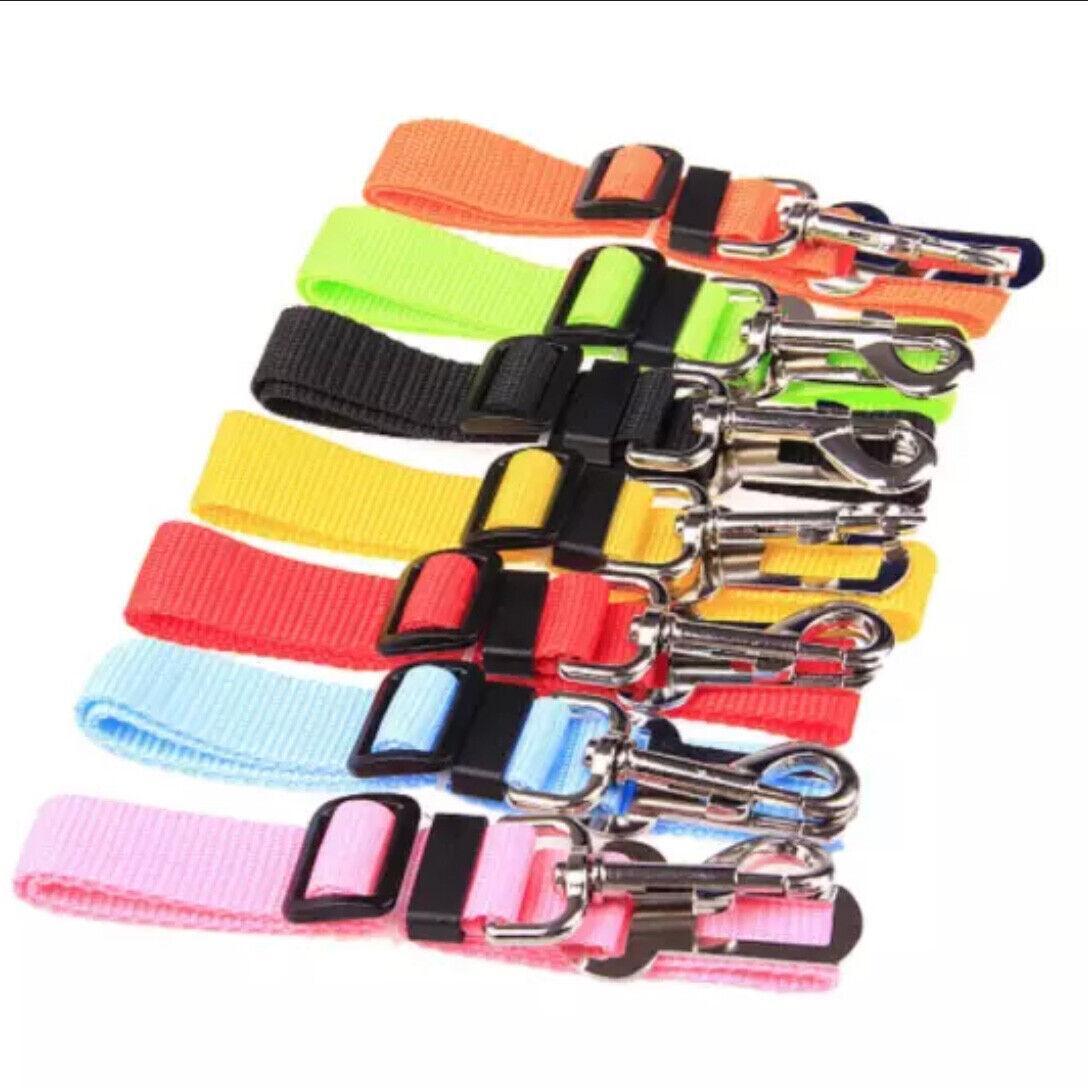 Adjustable Pet Harness Lead for Car Travel with Clip Attachment Nylon Restraint Strap - Yellow