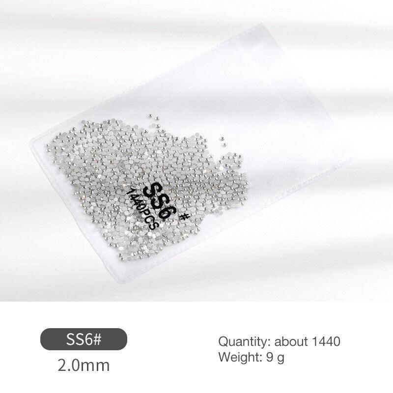 1440Pcs Glitter Rhinestones Crystal Flat Clear Bottom Glass Nail Art Nail Drill - Coloured Crystal-SS4