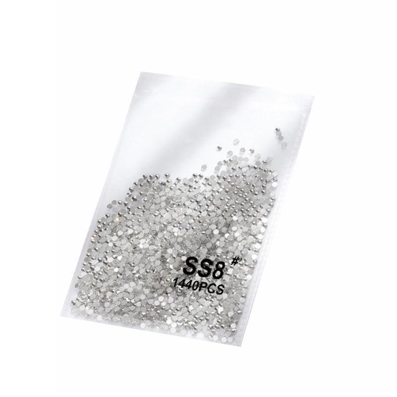 1440Pcs Glitter Rhinestones Crystal Flat Clear Bottom Glass Nail Art Nail Drill - Coloured Crystal-SS5