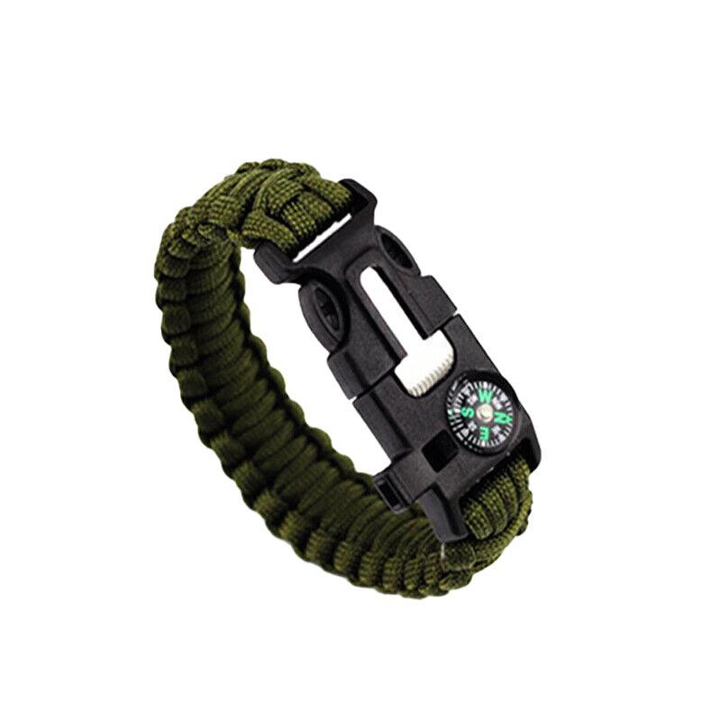 Flint Fire Starter 5In1 Survival Paracord Bracelet Whistle Compass Gear Tool Kit - Orange