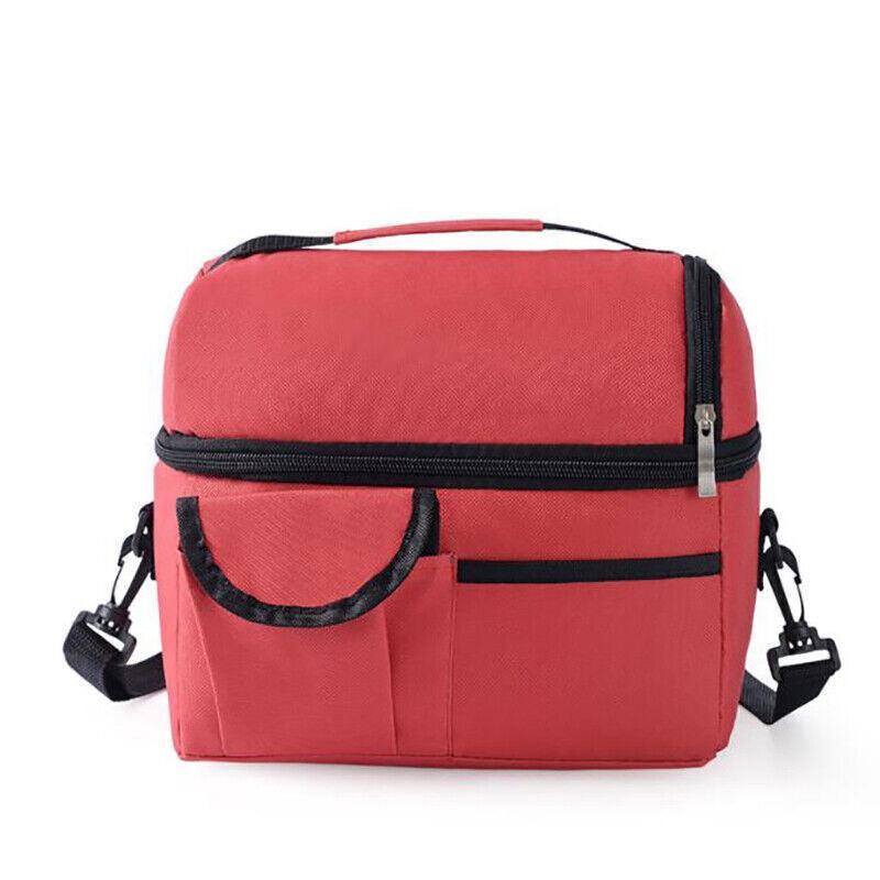Insulated Lunch Bag Box Tote Cooler For Women Men Hot Cold Food Thermal - Wine Red