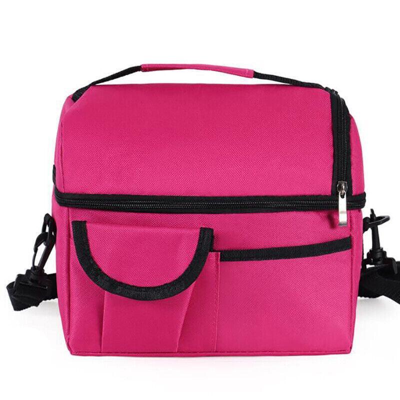 Insulated Lunch Bag Box Tote Cooler For Women Men Hot Cold Food Thermal - Wine Red