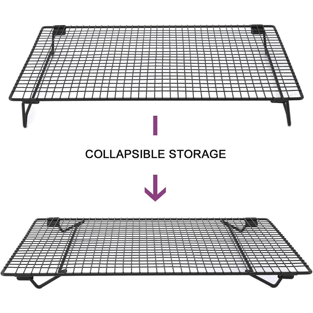 Collapsible Black Mesh Cake Cooling Rack Foldable Baking Tray for Kitchen Use