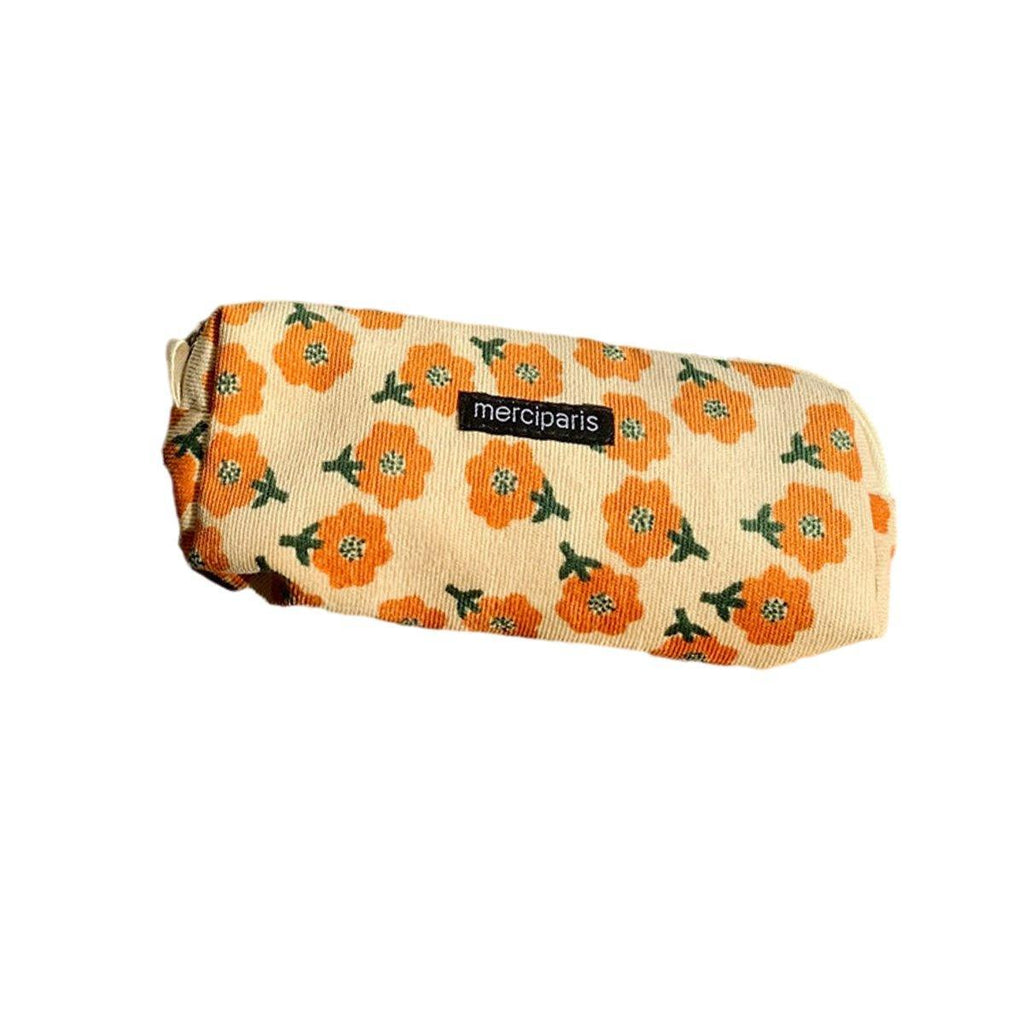 Large Capacity Pencil Case Organiser Bag Stationery Holder School Travel Pouch - Cartoon Flowers