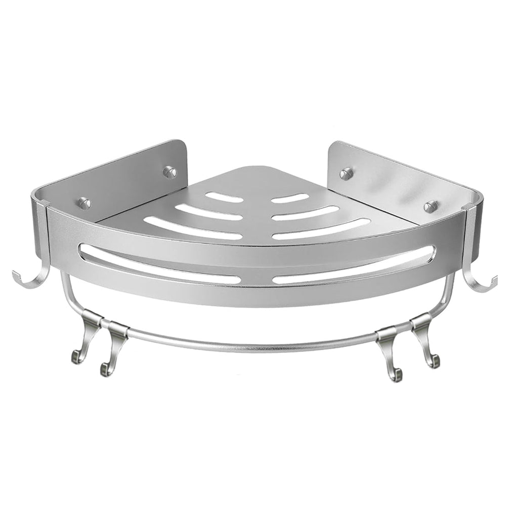 Wall Mounted Bathroom Shelf Triangle Corner Shower Storage Rack for Toiletries - Single layer with rod