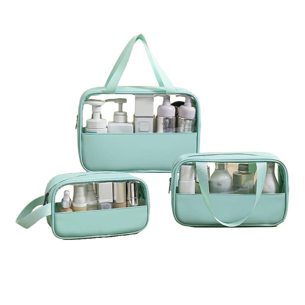 3pcs Large Capacity Waterproof Makeup Bag Set Translucent PU Travel Storage Bag - Cosmetic-Bag-3pcs-Black