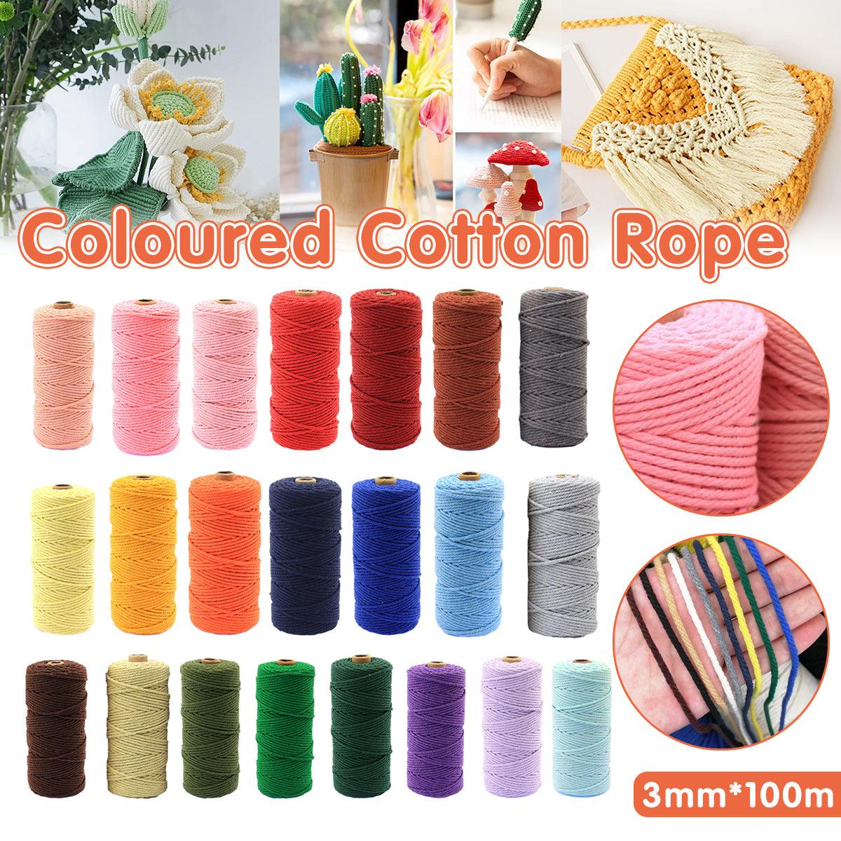 3mm Colored Cotton Rope DIY Hand Woven Macrame Cord Tapestry Binding Craft Rope - Dark Green