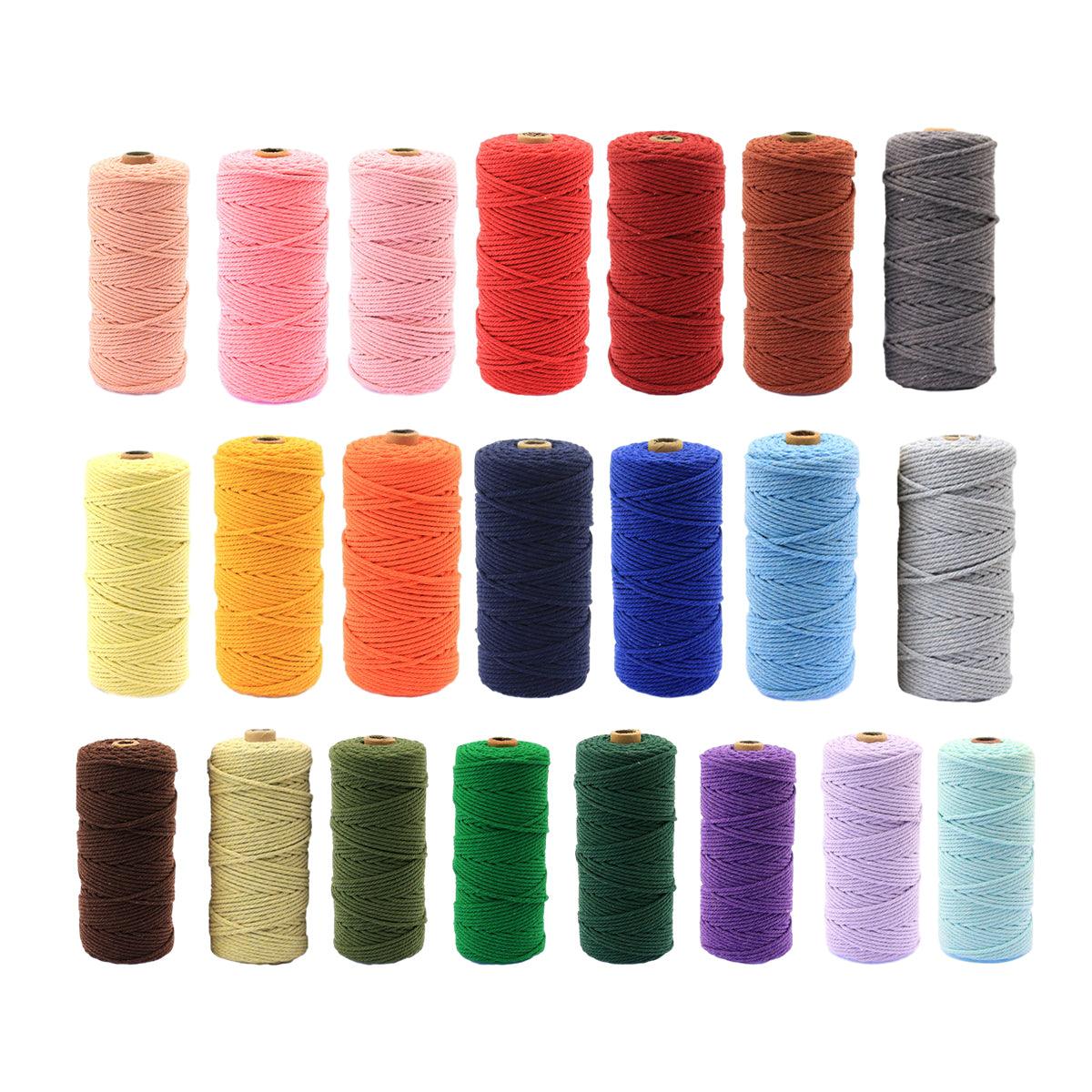 3mm Colored Cotton Rope DIY Hand Woven Macrame Cord Tapestry Binding Craft Rope - Dark Green