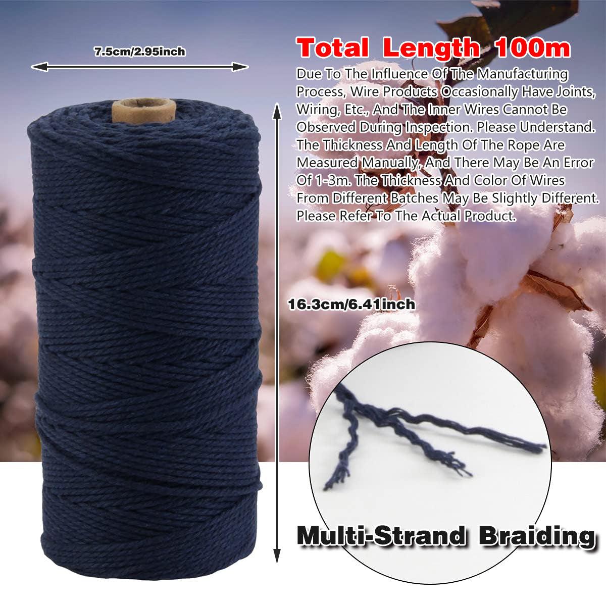 3mm Colored Cotton Rope DIY Hand Woven Macrame Cord Tapestry Binding Craft Rope - Dark Green