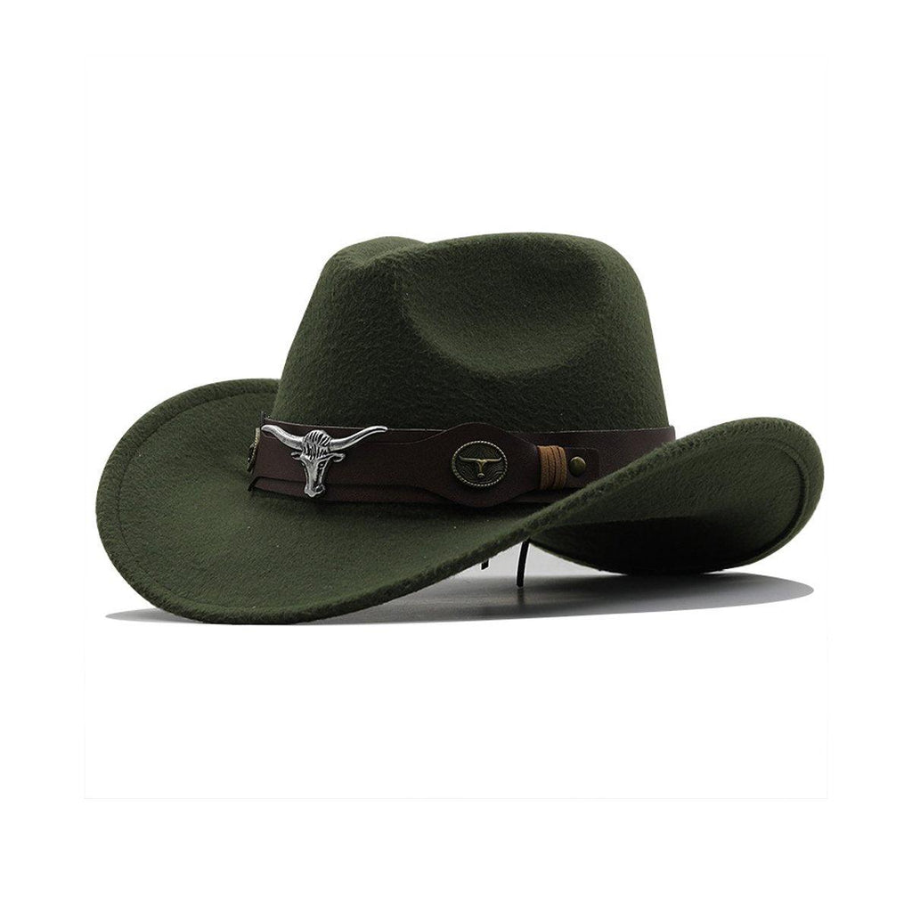 Vintage Woolen Felt Top Hat Cowboy Hat Classic Style Fashion Hat for Men - Black