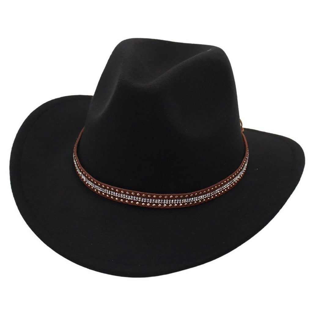 Western Cowboy Hat American  Jazz Hat for Men Women Upside Down Top Hat - Coffee