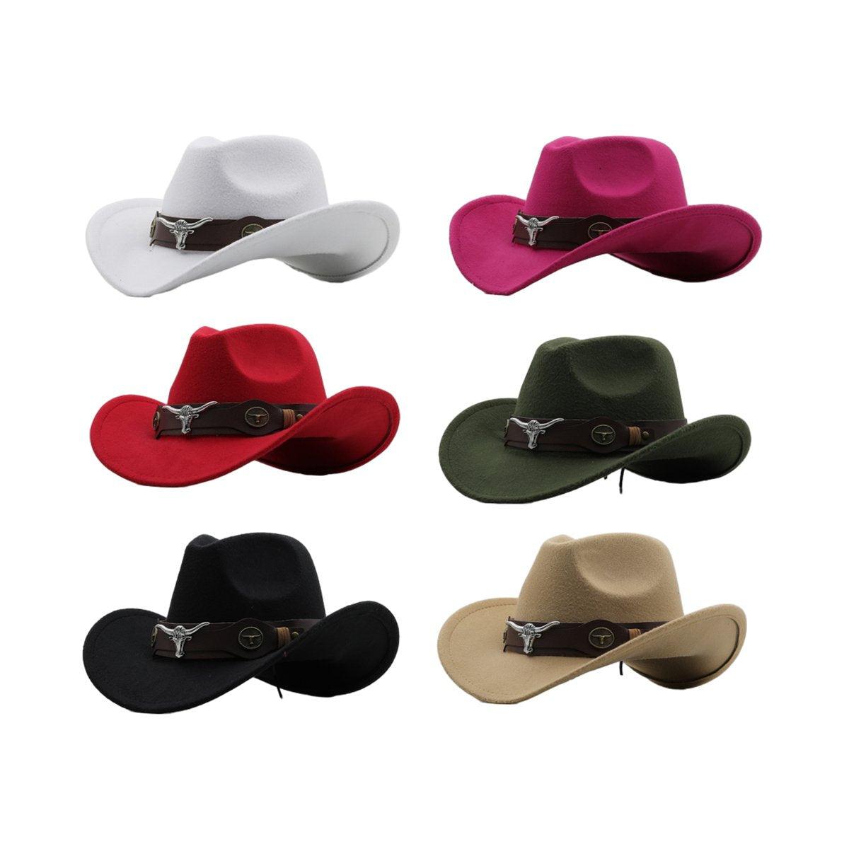 Vintage Woolen Felt Top Hat Cowboy Hat Classic Style Fashion Hat for Men - Red