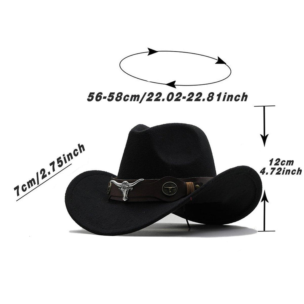 Vintage Woolen Felt Top Hat Cowboy Hat Classic Style Fashion Hat for Men - Red