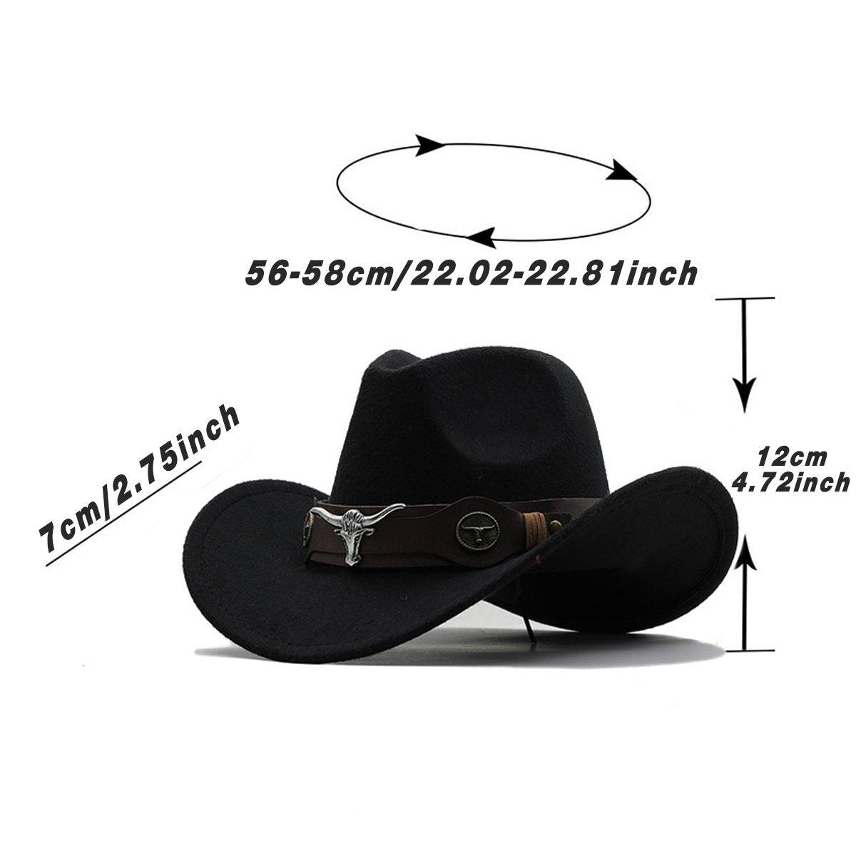 Vintage Woolen Felt Top Hat Cowboy Hat Classic Style Fashion Hat for Men - Red