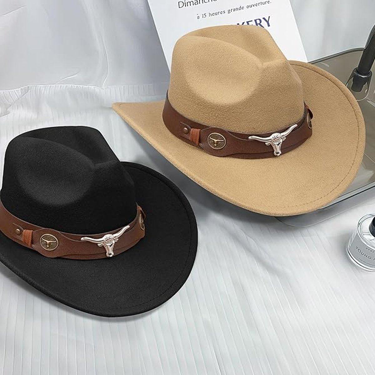 Vintage Woolen Felt Top Hat Cowboy Hat Classic Style Fashion Hat for Men - Red