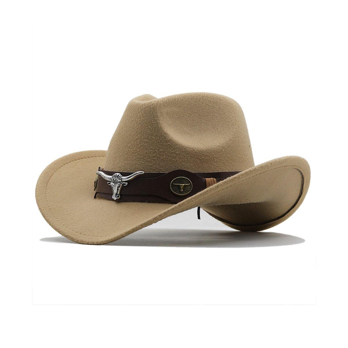 Vintage Woolen Felt Top Hat Cowboy Hat Classic Style Fashion Hat for Men - Red