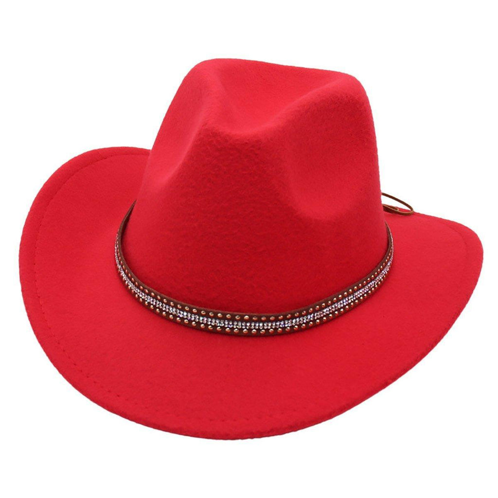 Western Cowboy Hat American  Jazz Hat for Men Women Upside Down Top Hat - Red