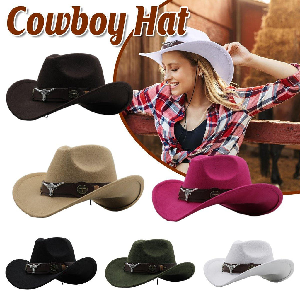 Vintage Woolen Felt Top Hat Cowboy Hat Classic Style Fashion Hat for Men - Rose Red