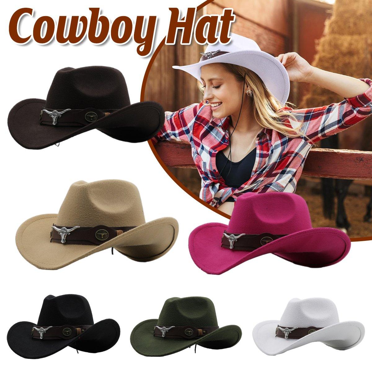 Vintage Woolen Felt Top Hat Cowboy Hat Classic Style Fashion Hat for Men - Rose Red