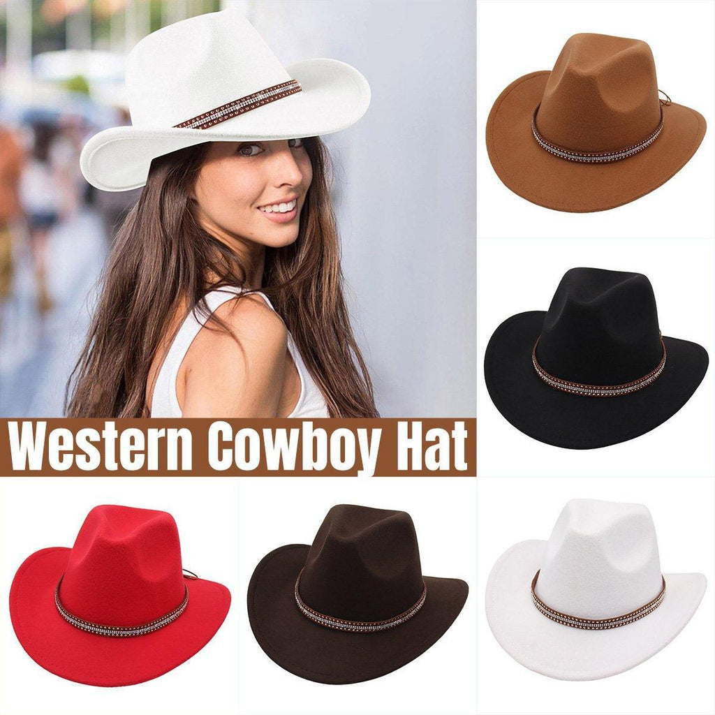 Western Cowboy Hat American  Jazz Hat for Men Women Upside Down Top Hat - White