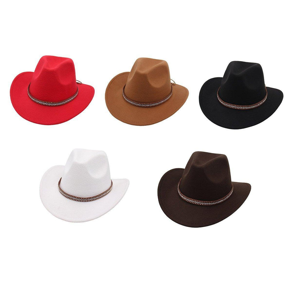 Western Cowboy Hat American  Jazz Hat for Men Women Upside Down Top Hat - White