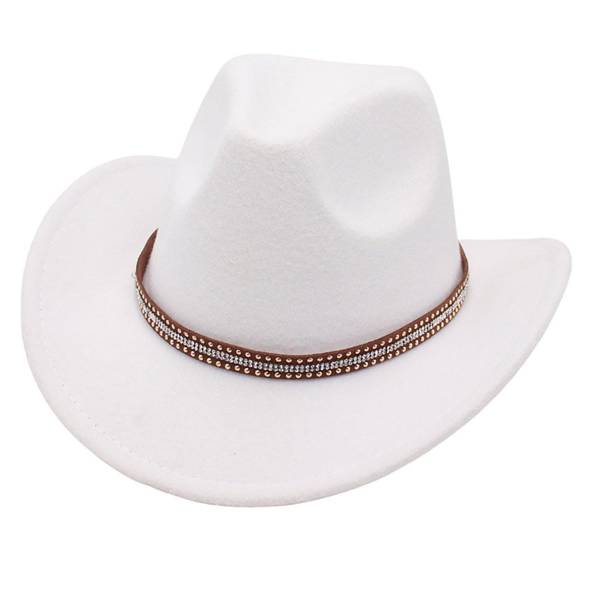Western Cowboy Hat American  Jazz Hat for Men Women Upside Down Top Hat - White