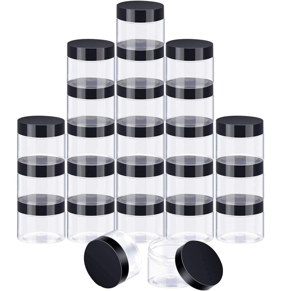 10pcs Wide Mouth Plastic Jars Black Lid Transparent Skin Care Cream Containers - 80ml