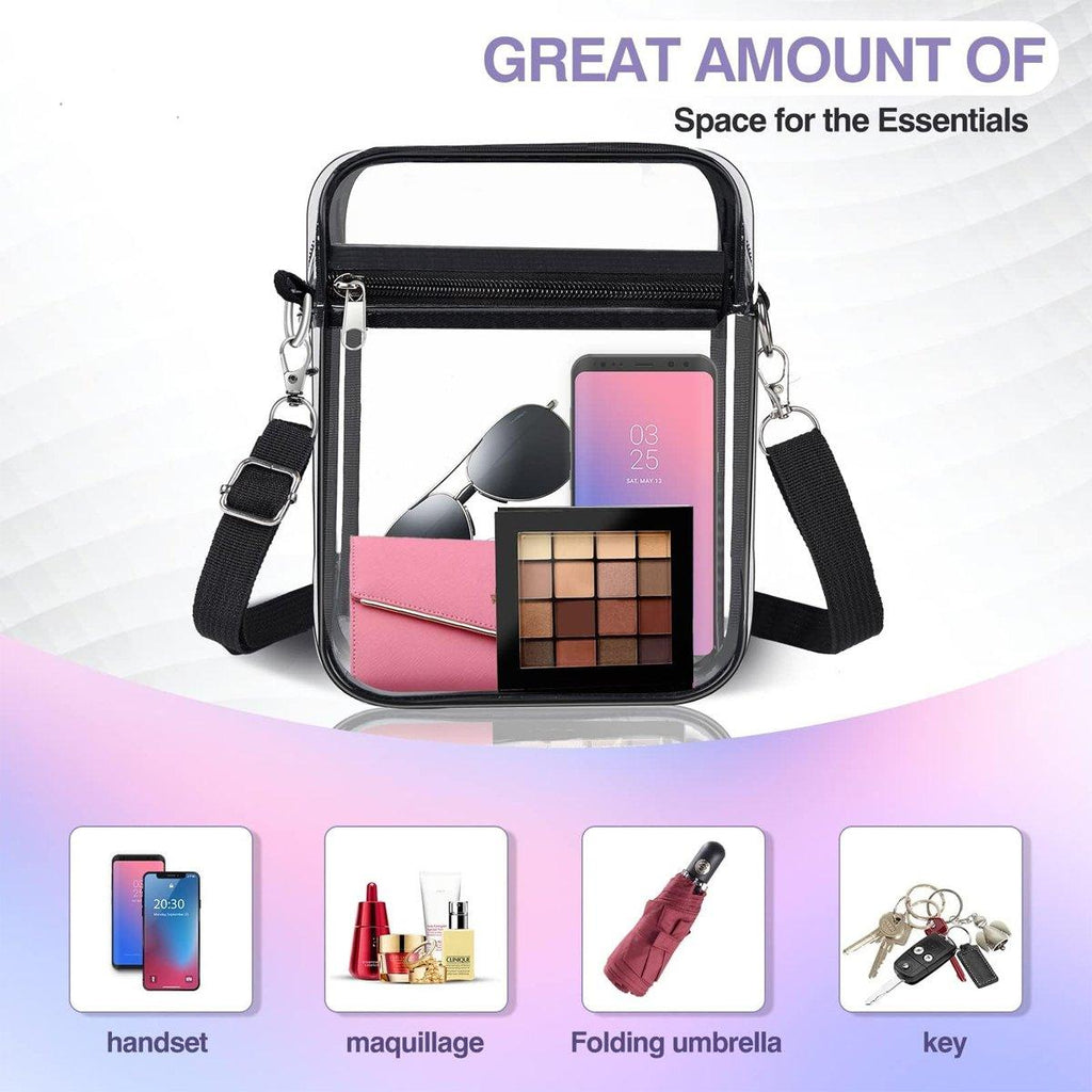 Transparent Crossbody Bag Clear Stylish Handbag for Men and Women Daily Use - Black