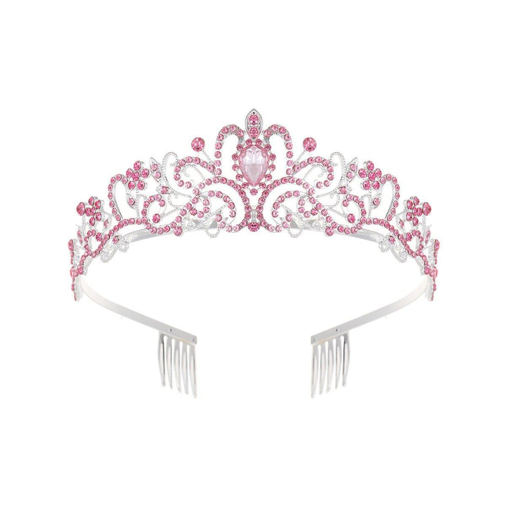 Princess Rhinestone Queen Hair Tiara Headband Hair Accessories Crystal Crown - Gold-White