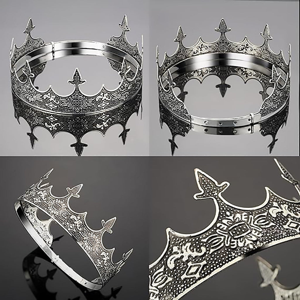 Men Crown Headpiece Royal Vintage Metal Crown Gold Medieval King Costume Party