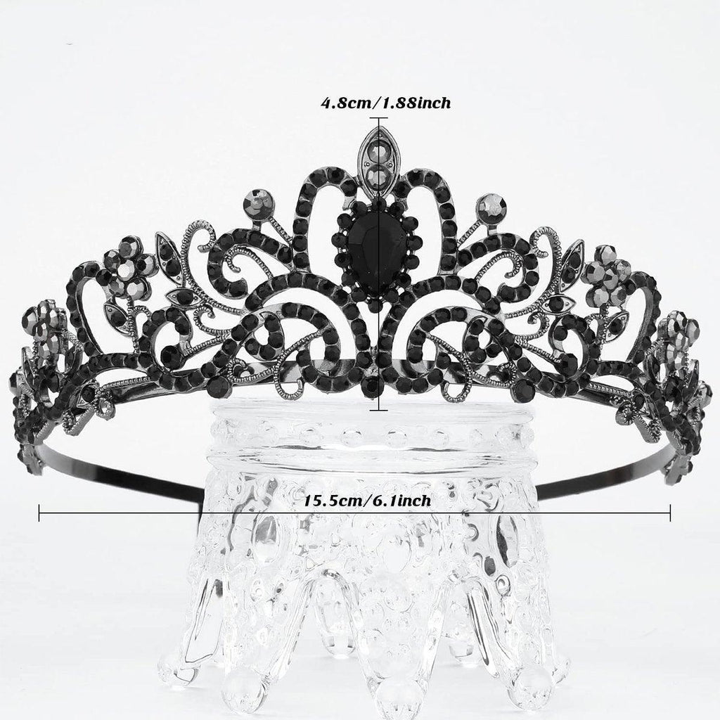 Princess Rhinestone Queen Hair Tiara Headband Hair Accessories Crystal Crown - Silver-Blue