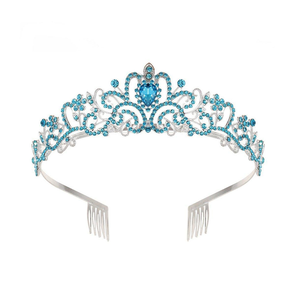 Princess Rhinestone Queen Hair Tiara Headband Hair Accessories Crystal Crown - Silver-White