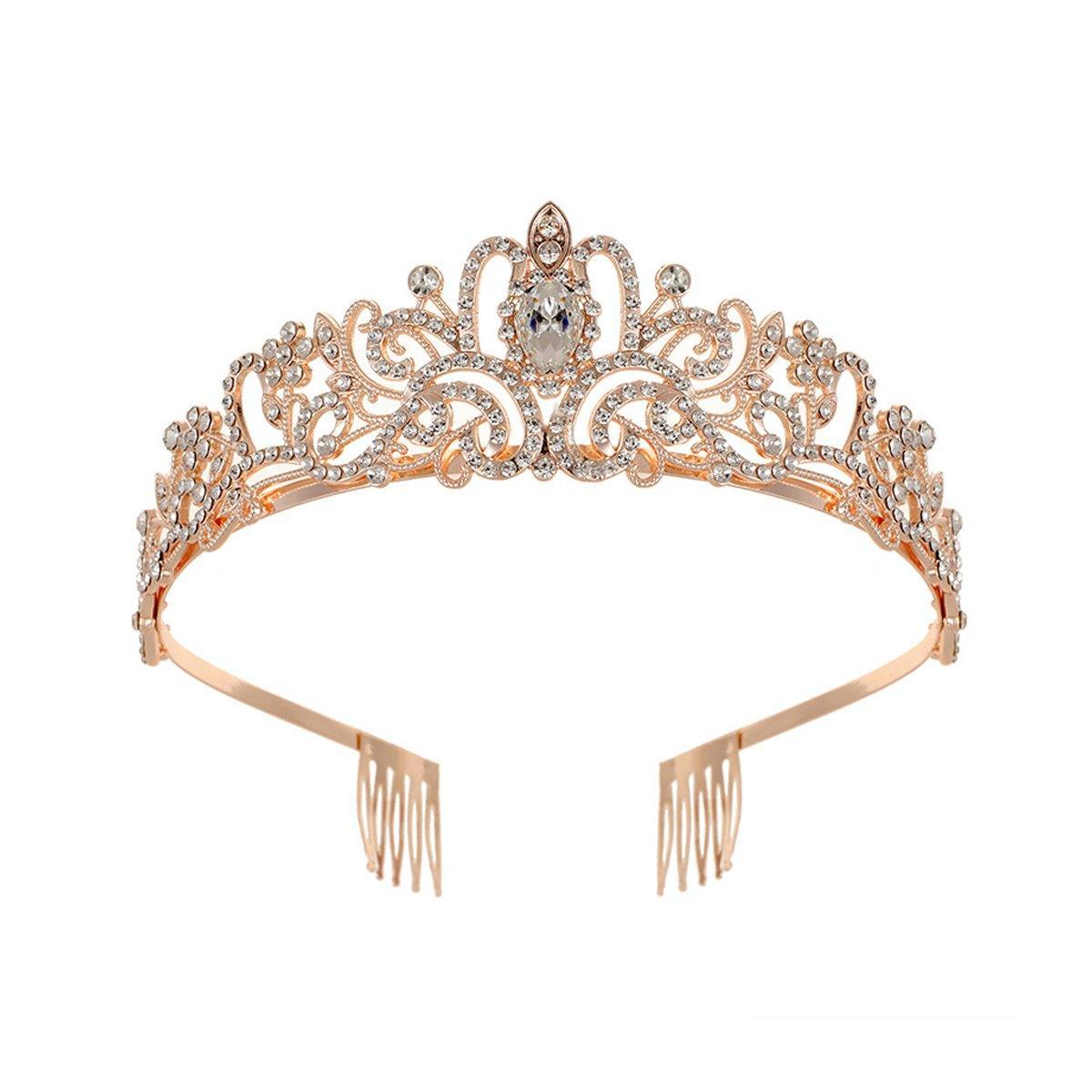 Princess Rhinestone Queen Hair Tiara Headband Hair Accessories Crystal Crown - Silver-White