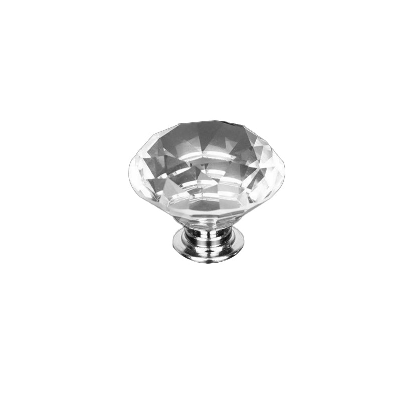 Door Knobs Handles Clear Crystal Diamond Glass Kitchen Cupboard Cabinet Pulls 40MM - Red-10PCS