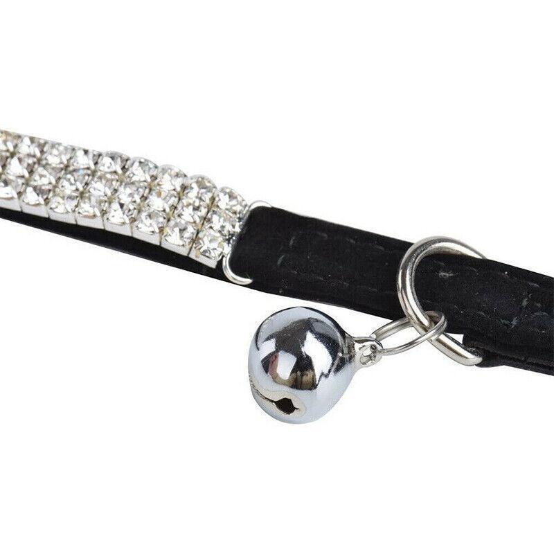 Suede Adjustable Pet Collar with Rhinestone for Cat Puppy 5 Colours Quick Release - Blue