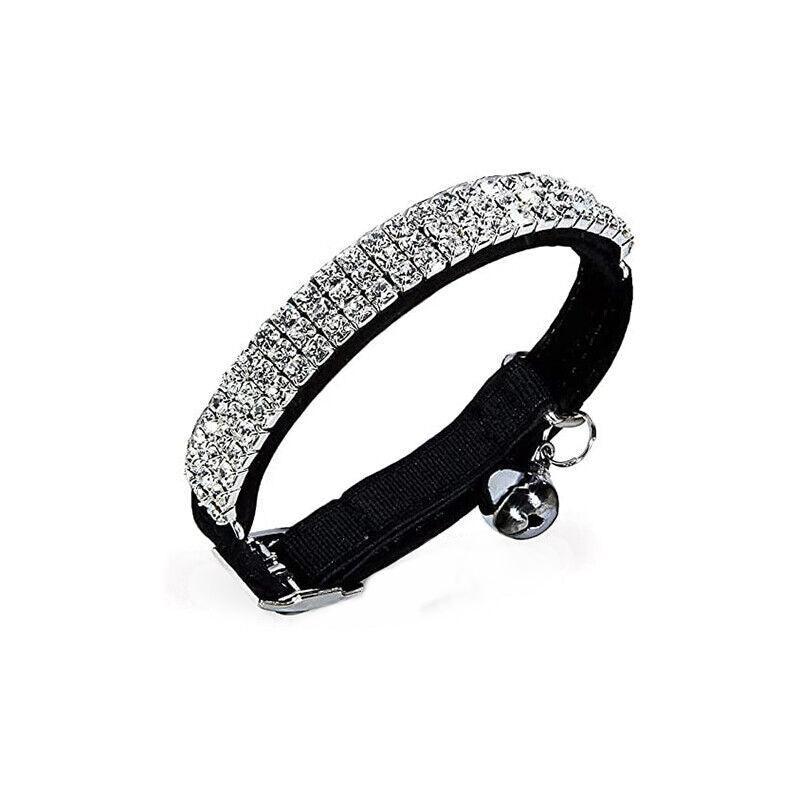 Suede Adjustable Pet Collar with Rhinestone for Cat Puppy 5 Colours Quick Release - Red