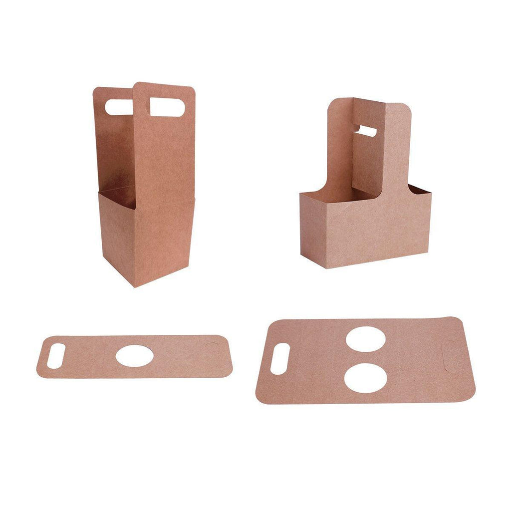 100pcs Kraft Paper Cup Holder Portable Coffee Drink Carrier Reusable Storage - Single Hole Holder