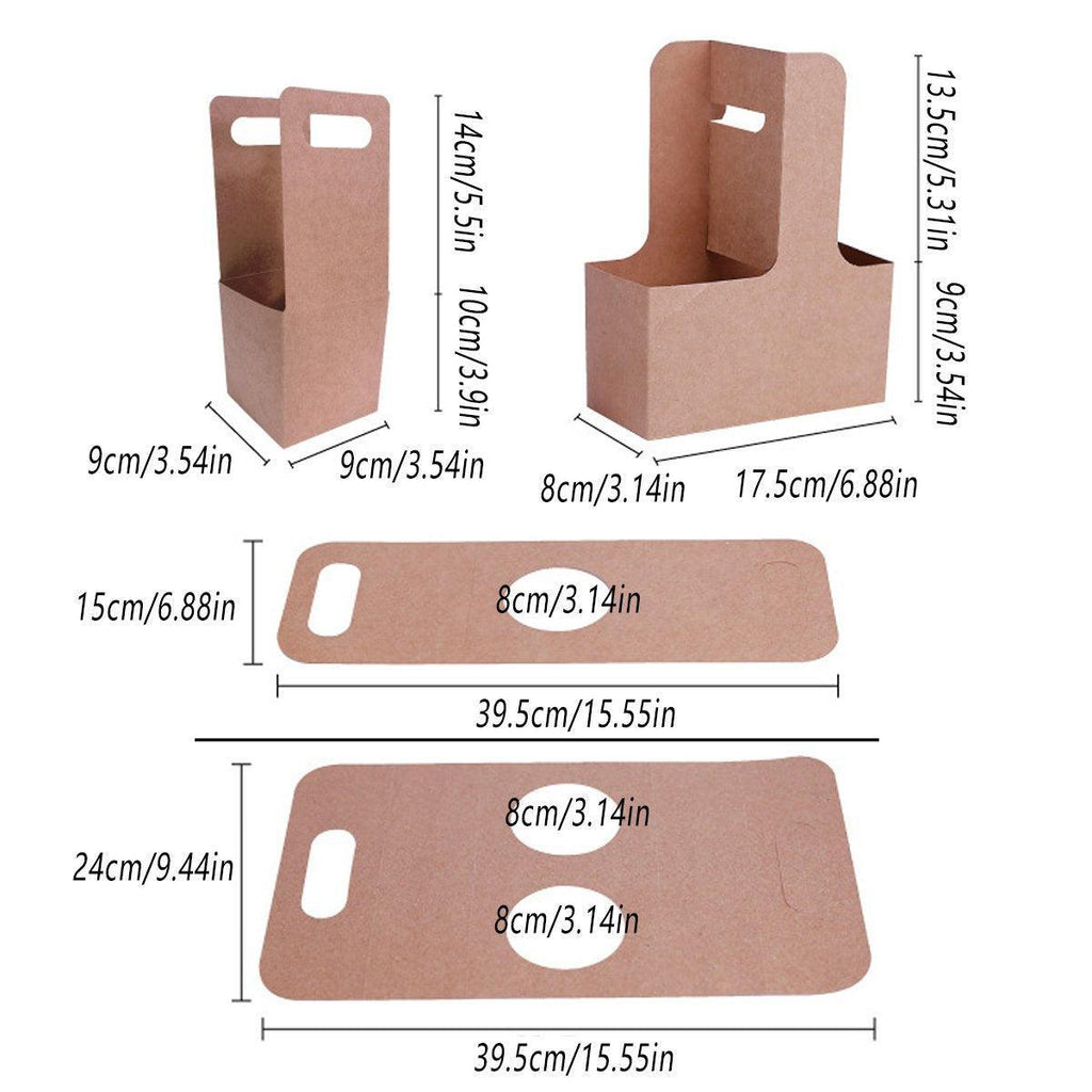 100pcs Kraft Paper Cup Holder Portable Coffee Drink Carrier Reusable Storage - Single Hole Holder