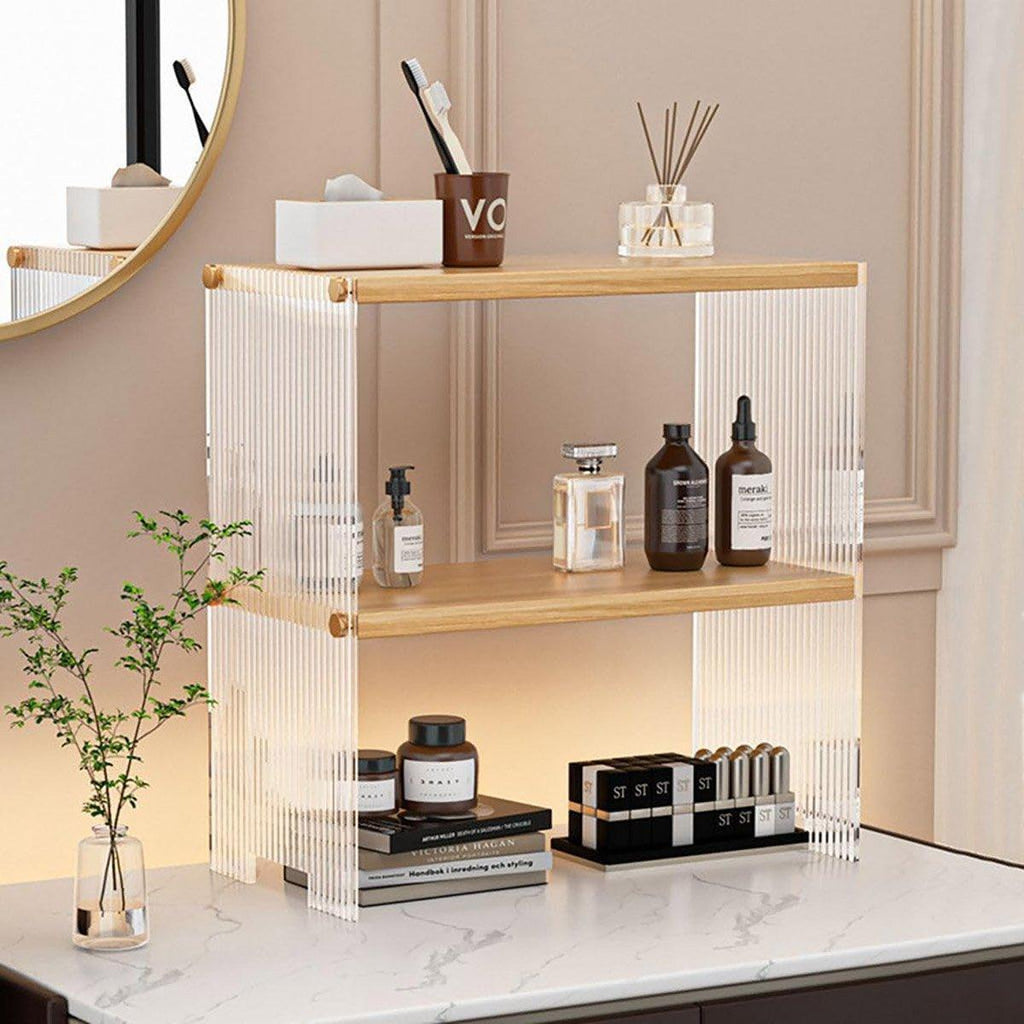 Acrylic Desktop Cup Holder Multi-Purpose Portable Storage Organizer For Home - Wood