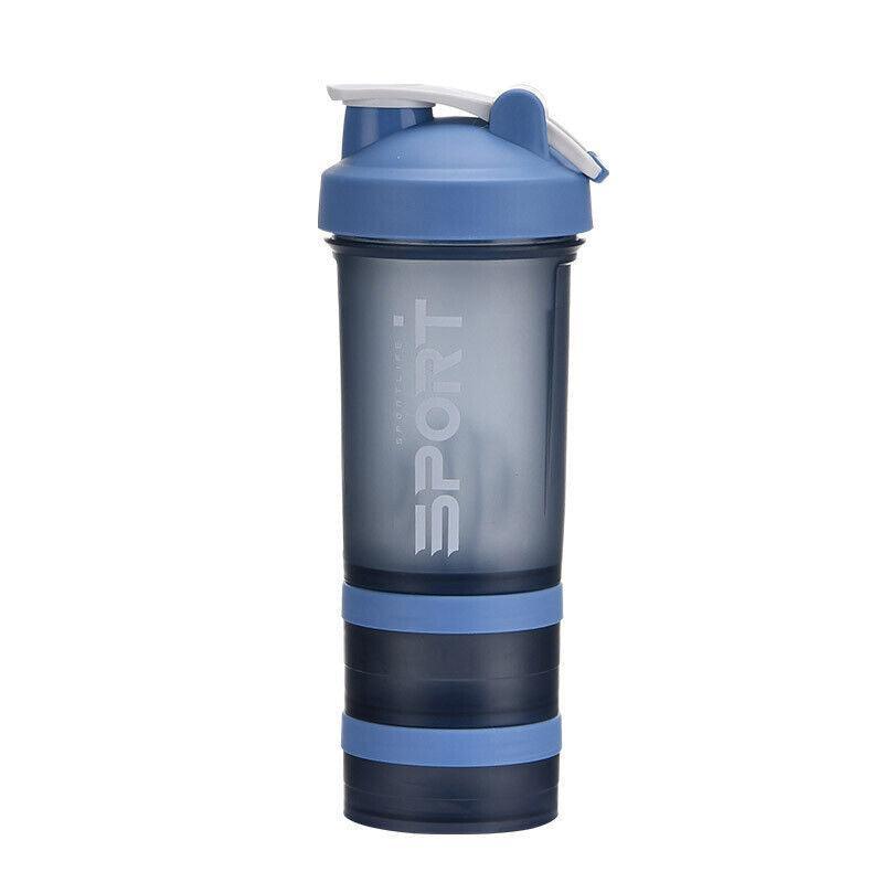 Powder Milkshake Drink Cup Sport Water Bottle 500Ml 3 Tier Protein Shaker Pill - Pink