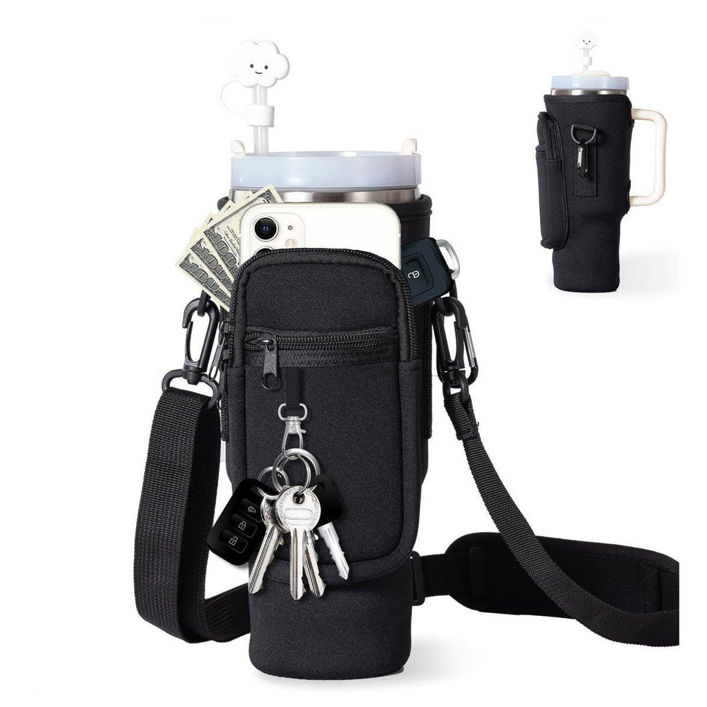 Portable Cup Sleeve Drink Holder Reusable Water Bottle Carrier Travel Bag - White
